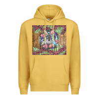 Antique Gold Easter bunny with floral wreath and leopard Premium Hoodie - RanaPortraitStore