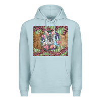Blue Mist Easter bunny with floral wreath and leopard Premium Hoodie - RanaPortraitStore