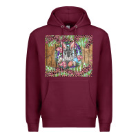 Burgundy Easter bunny with floral wreath and leopard Premium Hoodie - RanaPortraitStore