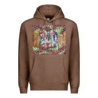 Chestnut Easter bunny with floral wreath and leopard Premium Hoodie - RanaPortraitStore
