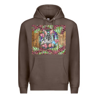 Coffee Easter bunny with floral wreath and leopard Premium Hoodie - RanaPortraitStore