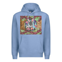 Colony Blue Easter bunny with floral wreath and leopard Premium Hoodie - RanaPortraitStore