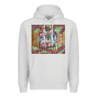 Dove Grey Easter bunny with floral wreath and leopard Premium Hoodie - RanaPortraitStore