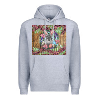 Heather Grey Easter bunny with floral wreath and leopard Premium Hoodie - RanaPortraitStore