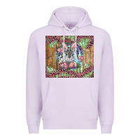 Lilac Easter bunny with floral wreath and leopard Premium Hoodie - RanaPortraitStore