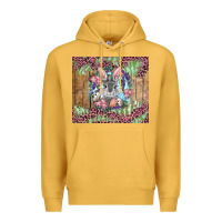 Mustard Easter bunny with floral wreath and leopard Premium Hoodie - RanaPortraitStore