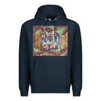 Navy Easter bunny with floral wreath and leopard Premium Hoodie - RanaPortraitStore