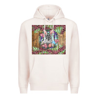 Pale Pink Easter bunny with floral wreath and leopard Premium Hoodie - RanaPortraitStore
