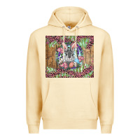 Pina Colada Easter bunny with floral wreath and leopard Premium Hoodie - RanaPortraitStore