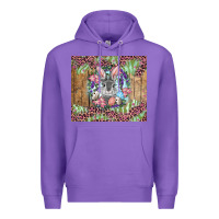Purple Easter bunny with floral wreath and leopard Premium Hoodie - RanaPortraitStore
