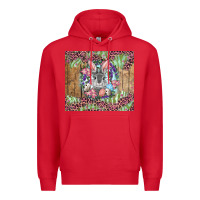 Red Easter bunny with floral wreath and leopard Premium Hoodie - RanaPortraitStore