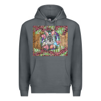 Rock Easter bunny with floral wreath and leopard Premium Hoodie - RanaPortraitStore