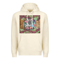 Sandshell Easter bunny with floral wreath and leopard Premium Hoodie - RanaPortraitStore