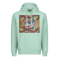Seafoam Easter bunny with floral wreath and leopard Premium Hoodie - RanaPortraitStore