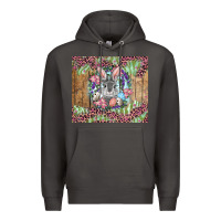 Smoke Easter bunny with floral wreath and leopard Premium Hoodie - RanaPortraitStore