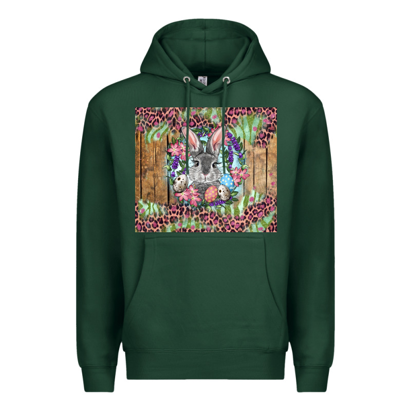 Easter Bunny With Floral Wreath And Leopard Premium Hoodie by RanaPortraitStore | Teevron