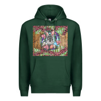 Sports Green Easter bunny with floral wreath and leopard Premium Hoodie - RanaPortraitStore
