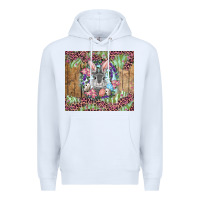 White Easter bunny with floral wreath and leopard Premium Hoodie - RanaPortraitStore