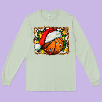 Basketball Christmas Long Sleeve Tee Designed By Fadigitalartstudio