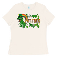Bone St. Patrick's Happy Pat T-Rex Day with rainbow Ladies Tee - HowdyJamesFarm