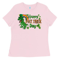 Bubblegum Pink St. Patrick's Happy Pat T-Rex Day with rainbow Ladies Tee - HowdyJamesFarm