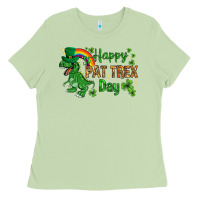St. Patrick's Happy Pat T-rex Day With Rainbow Ladies Tee | Teevron