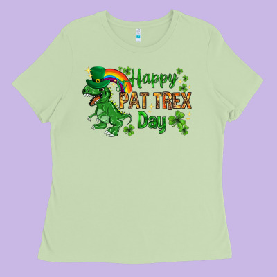 St. Patrick's Happy Pat T-rex Day With Rainbow Ladies Tee Designed By Howdyjamesfarm