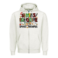 Oatmeal Heather santas favorite speech therapist Zipper Hoodie - AdoDesignShop