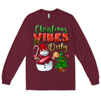 Burgundy christmas vibes only Long Sleeve Tee - BundleAndBundleShop