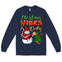 Navy christmas vibes only Long Sleeve Tee - BundleAndBundleShop