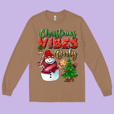 Christmas Vibes Only Long Sleeve Tee Designed By Bundleandbundleshop