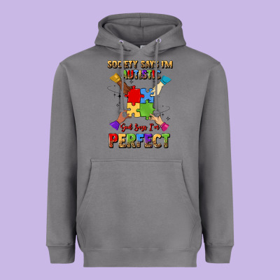 Society Says I'm Autistic God Says I'm Perfect Heavyweight Hoodie Designed By Jahusdesignshop