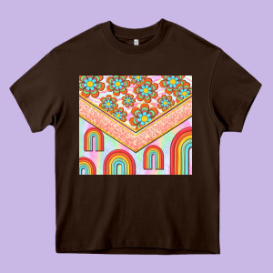 Hippie Rainbow And Daisy Heavy Core Tee Designed By Tumblerdesignbyshophia