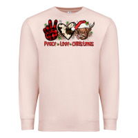 Pale Pink peace love christmas Premium Sweatshirt - JahusDesignShop