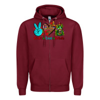 Burgundy peace love tequila Zipper Hoodie - AdoDesignShop