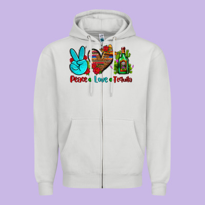 Peace Love Tequila Zipper Hoodie Designed By Adodesignshop