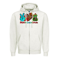Oatmeal Heather peace love tequila Zipper Hoodie - AdoDesignShop