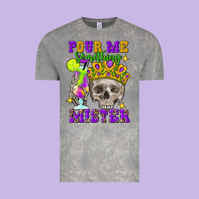 Skull Pour Me Something Mister Vintage Tee Designed By Fadigitalartstudio