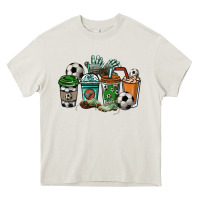 Cream Soccer coffee cups Heavy Core Tee - HowdyJamesFarm
