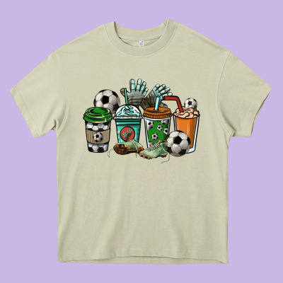 Soccer Coffee Cups Heavy Core Tee Designed By Howdyjamesfarm