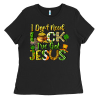 Black I don't need luck i've got Jesus Ladies Tee - CowGirlArtShop