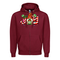 Burgundy joy with gnomes and christmas cookie and candies Zipper Hoodie - AdoDesignShop