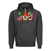 Charcoal Heather joy with gnomes and christmas cookie and candies Zipper Hoodie - AdoDesignShop