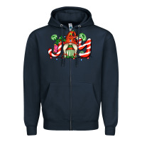 Navy joy with gnomes and christmas cookie and candies Zipper Hoodie - AdoDesignShop