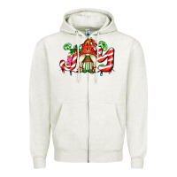 Oatmeal Heather joy with gnomes and christmas cookie and candies Zipper Hoodie - AdoDesignShop