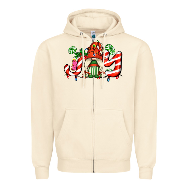 Joy With Gnomes And Christmas Cookie And Candies Zipper Hoodie by AdoDesignShop | Teevron