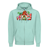 Seafoam joy with gnomes and christmas cookie and candies Zipper Hoodie - AdoDesignShop