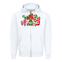 White joy with gnomes and christmas cookie and candies Zipper Hoodie - AdoDesignShop