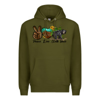 Army Green peace love sloth bear Premium Hoodie - LillyAllenDesigns