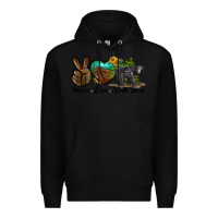 Black peace love sloth bear Premium Hoodie - LillyAllenDesigns